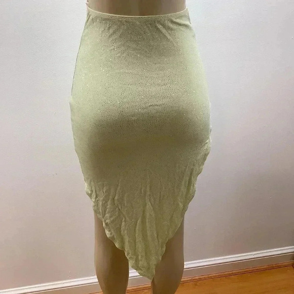 Zuliana Size Small Vintage Green Shimmer Hi Low Dress. New With Tags. - Picture 5 of 5